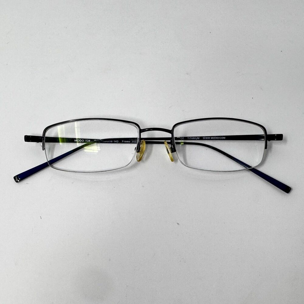 MODO 134 Titanium Black Blue Half Rim Eyeglass Frames 50-18-143